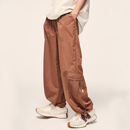 Multi Pocket Patch Solid Color Drawstring Pant