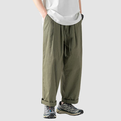 Outdoor Pleated Design Straight Leg Cargo Pants