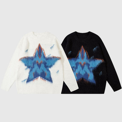 Star Pattern Printed Pullover,Sweater