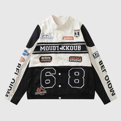 Retro Design Removable  Racing Baseball Jacket