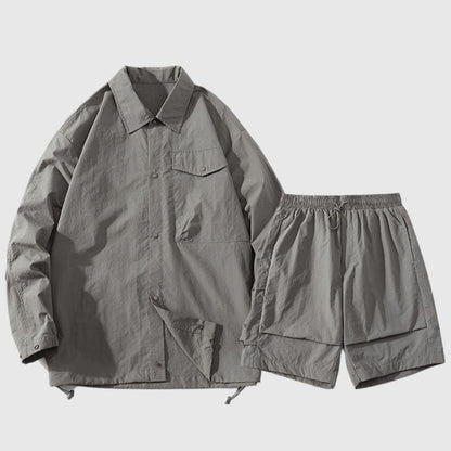 Solid Cargo Jacket Set,Jacket,Shorts