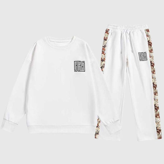 Solid Patchwork Sweatshirts Set,Pant