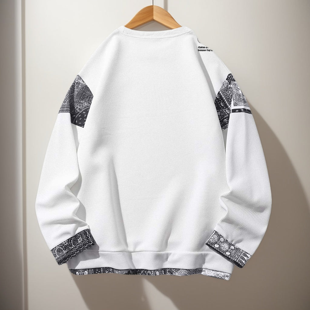 Retro Patterned Loose-Fit Sweatshirt