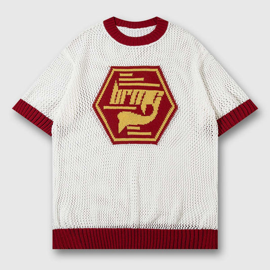 Red Crest White Knit Sweater,Tees