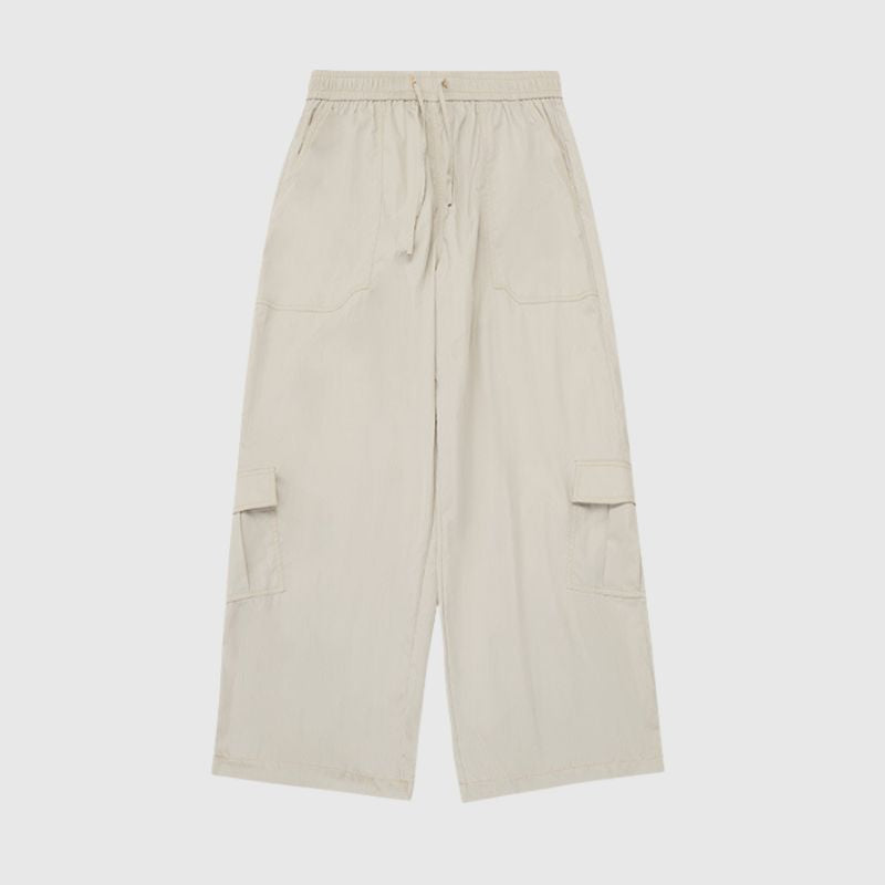 Multi Pocket Patch Solid Color Drawstring Pant