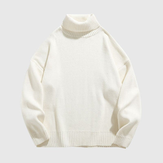 Solid Color High Neck Knit Pullover,Sweater