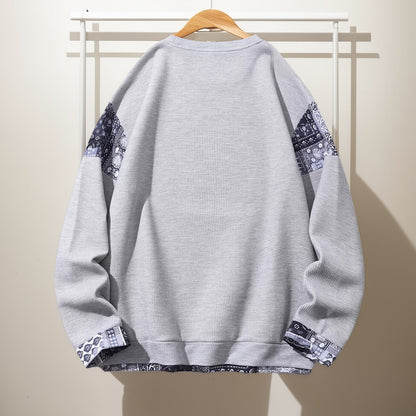 Retro Patterned Loose-Fit Sweatshirt