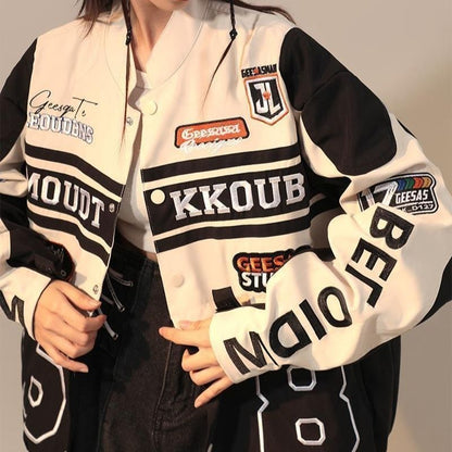 Retro Design Removable  Racing Baseball Jacket