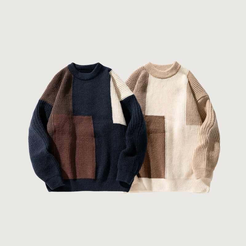 Color Block Textured Knit Sweater