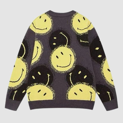 Smile Face Printed Pullover,Sweater