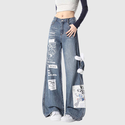 Patchwork Wide-Leg Jeans,Pant