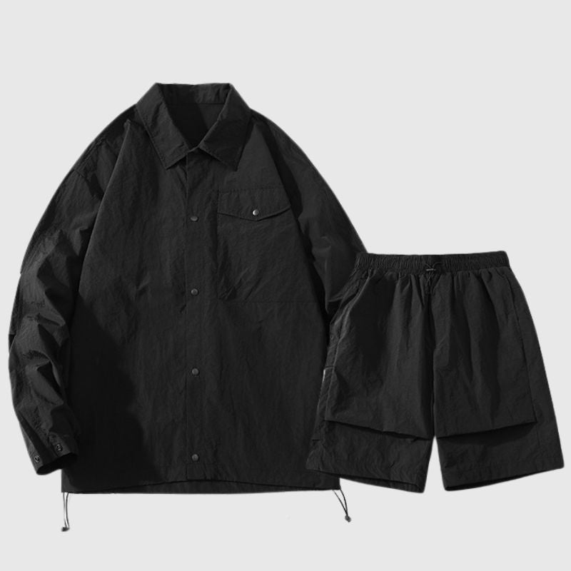 Solid Cargo Jacket Set,Jacket,Shorts