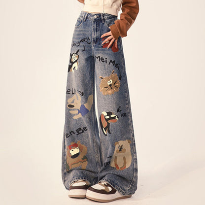 Patchwork Wide-Leg Jeans,Pant