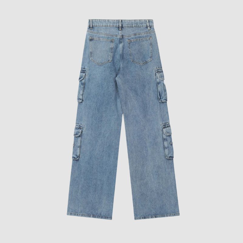 Vintage Straight Leg Patch Pocket Jeans,Pant