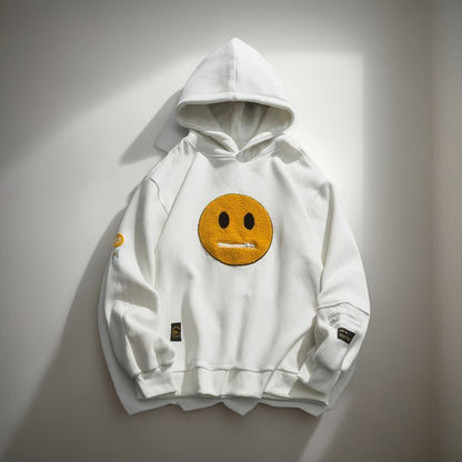 Street Style Smiley Face Patchwork Hoodie