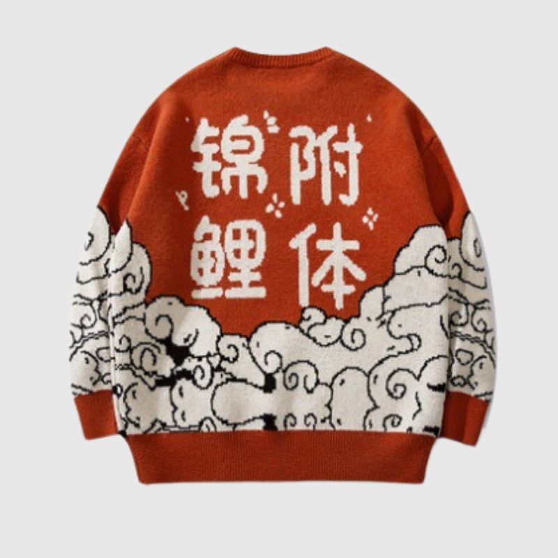 Lucky Koi Embroidered Knit Sweater