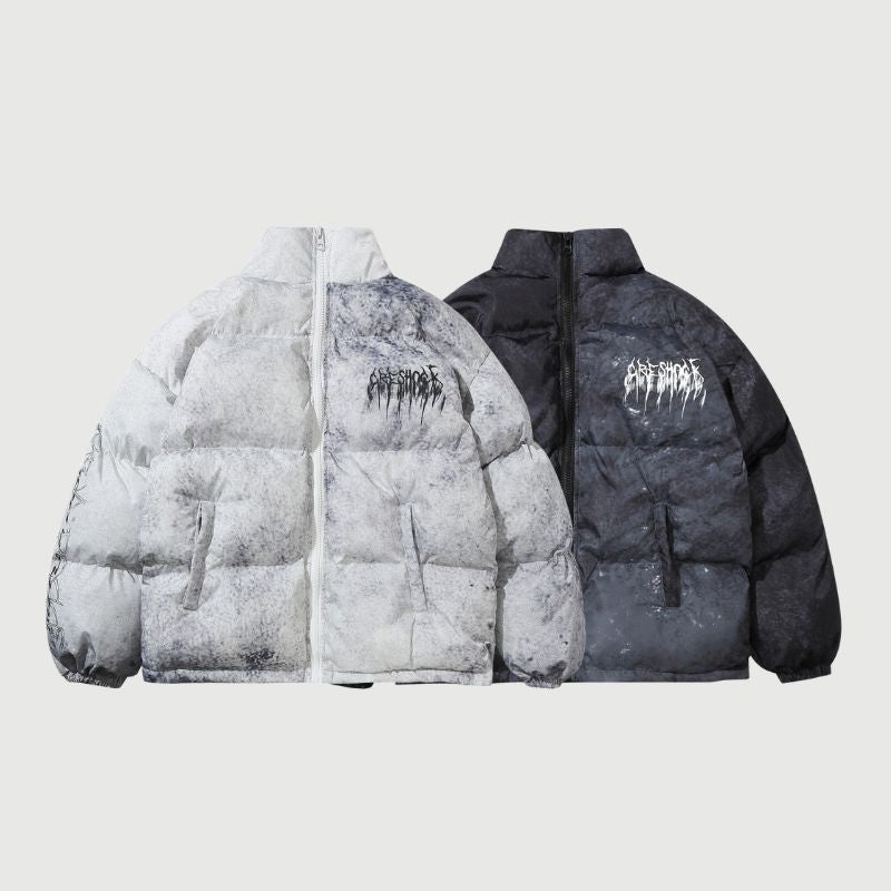 Oversized Thorn-Embossed Insulated Puffer