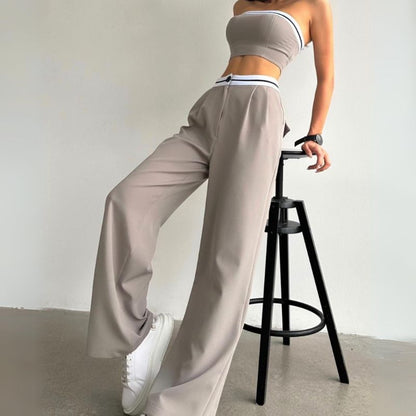 Tube Top & Wide Leg Trousers Set,Pant