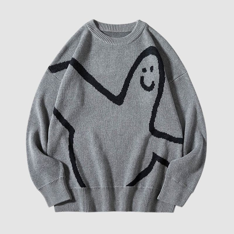 Funny Line Pattern Design Pullover,Sweater