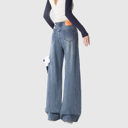 Patchwork Wide-Leg Jeans,Pant