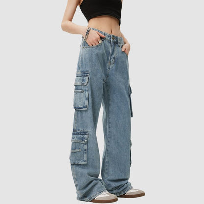 Vintage Straight Leg Patch Pocket Jeans,Pant