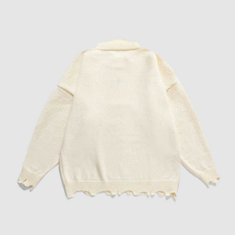 Irregular Raw Edge Knit Pullover,Sweater