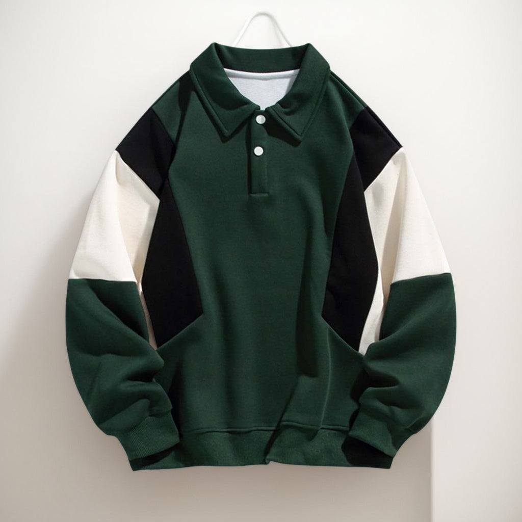 Color-Block Polo Sweatshirt