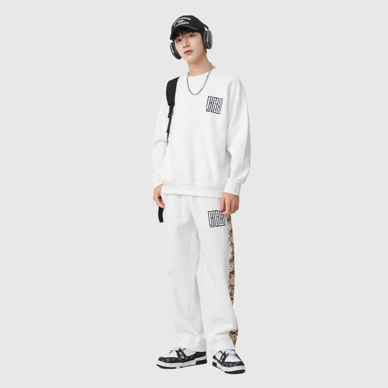 Solid Patchwork Sweatshirts Set,Pant