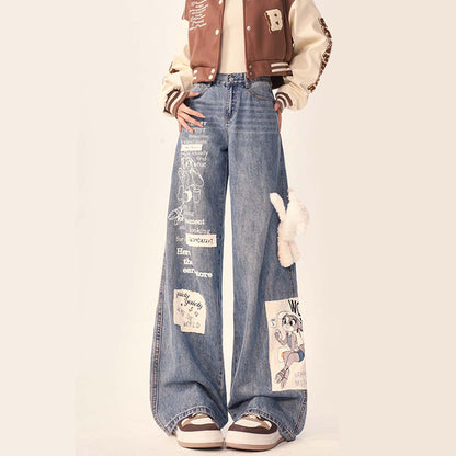 Patchwork Wide-Leg Jeans,Pant