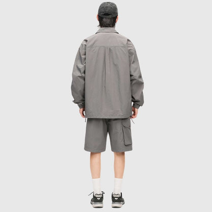 Solid Cargo Jacket Set,Jacket,Shorts