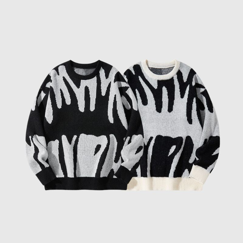 Irregular Color Contrast Design Pullover,Sweater