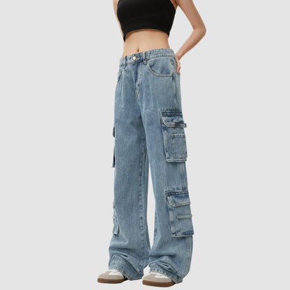 Vintage Straight Leg Patch Pocket Jeans,Pant