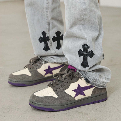 Purple Star Vintage Sneakers,Skate Shoes