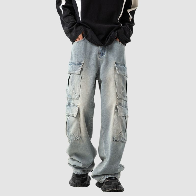 Multi-Pocket Cargo Jeans,Pant