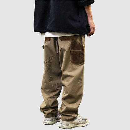 Corduroy Patchwork Contrast Casual Pants