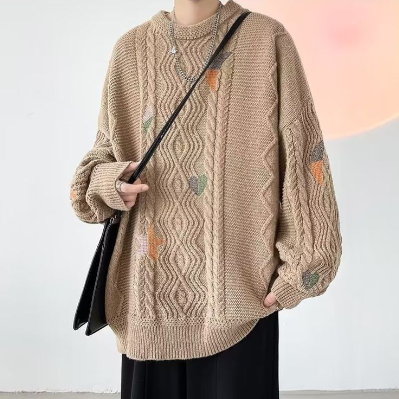 Twist Embroidered Knit Pullover,Sweater