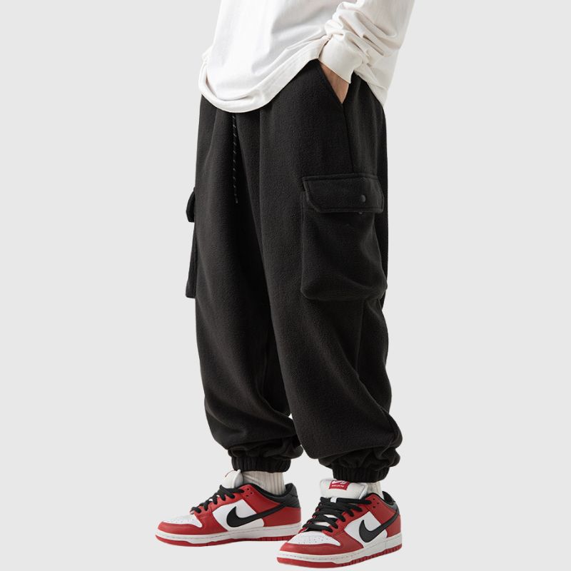 Spacious Pocket Loose Fit Fleece Utility Pants