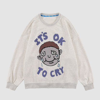 Cry Cartoon Embroidered Sweatshirt