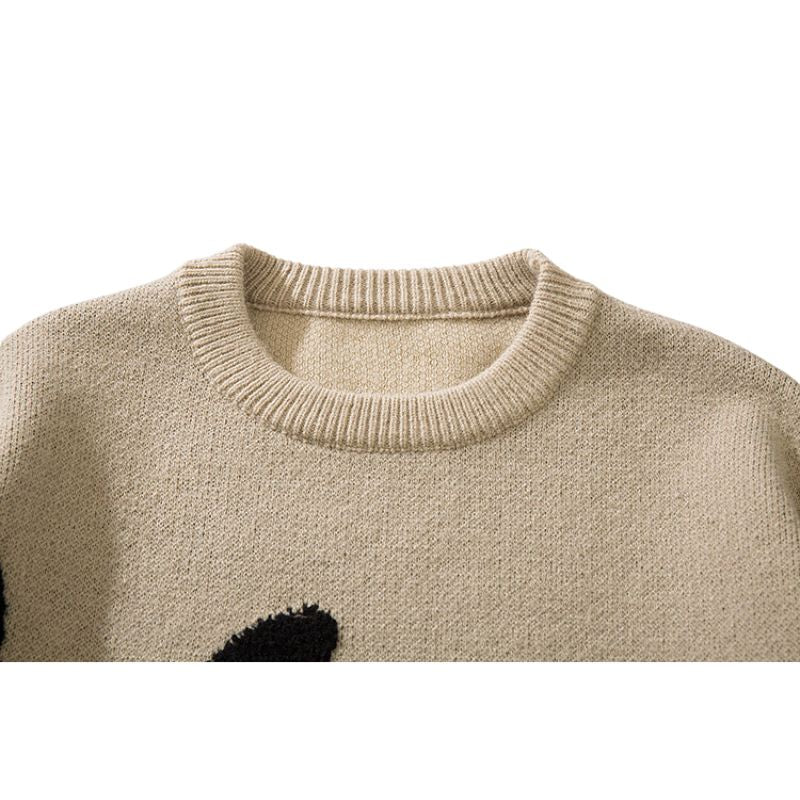 Cartoon Pattern Flocking Pullover,Sweater