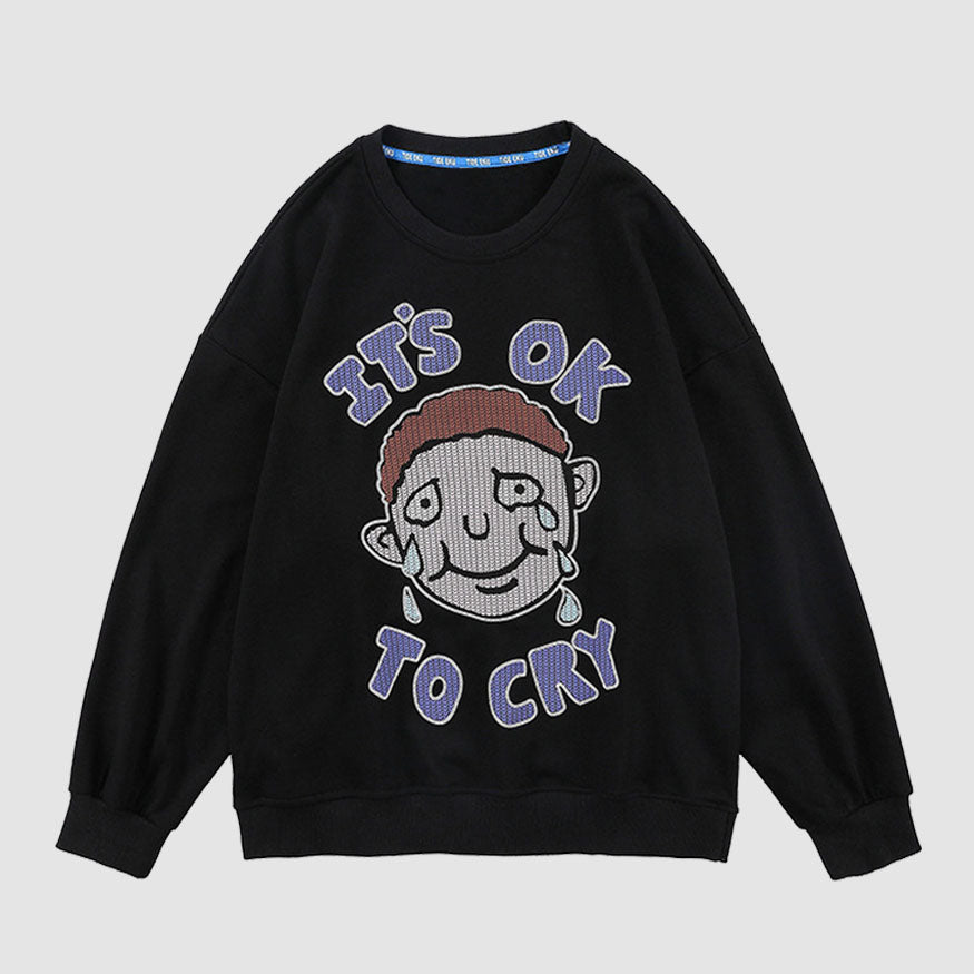 Cry Cartoon Embroidered Sweatshirt