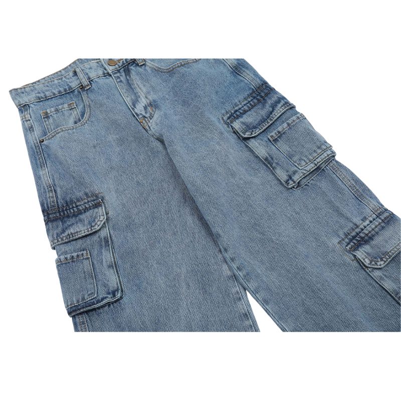 Vintage Straight Leg Patch Pocket Jeans,Pant