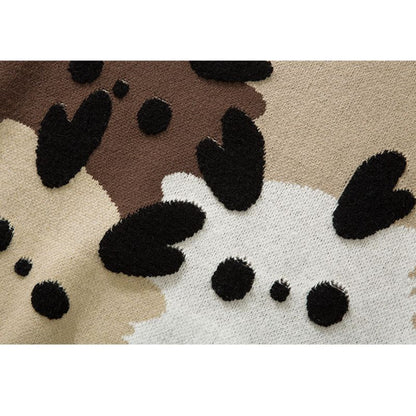 Cartoon Pattern Flocking Pullover,Sweater