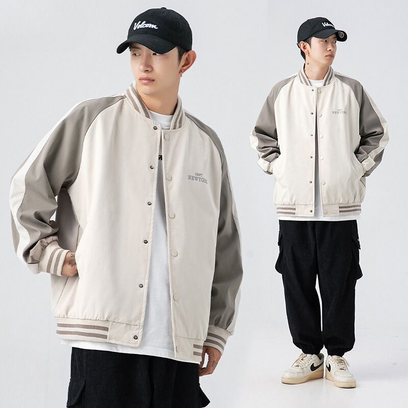 Casual Color-Block Baseball Jacket