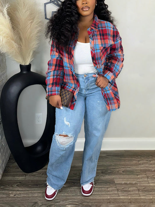 Plaid Loose-Fit Jacket