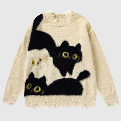 Cute Cat Jacquard Sweater