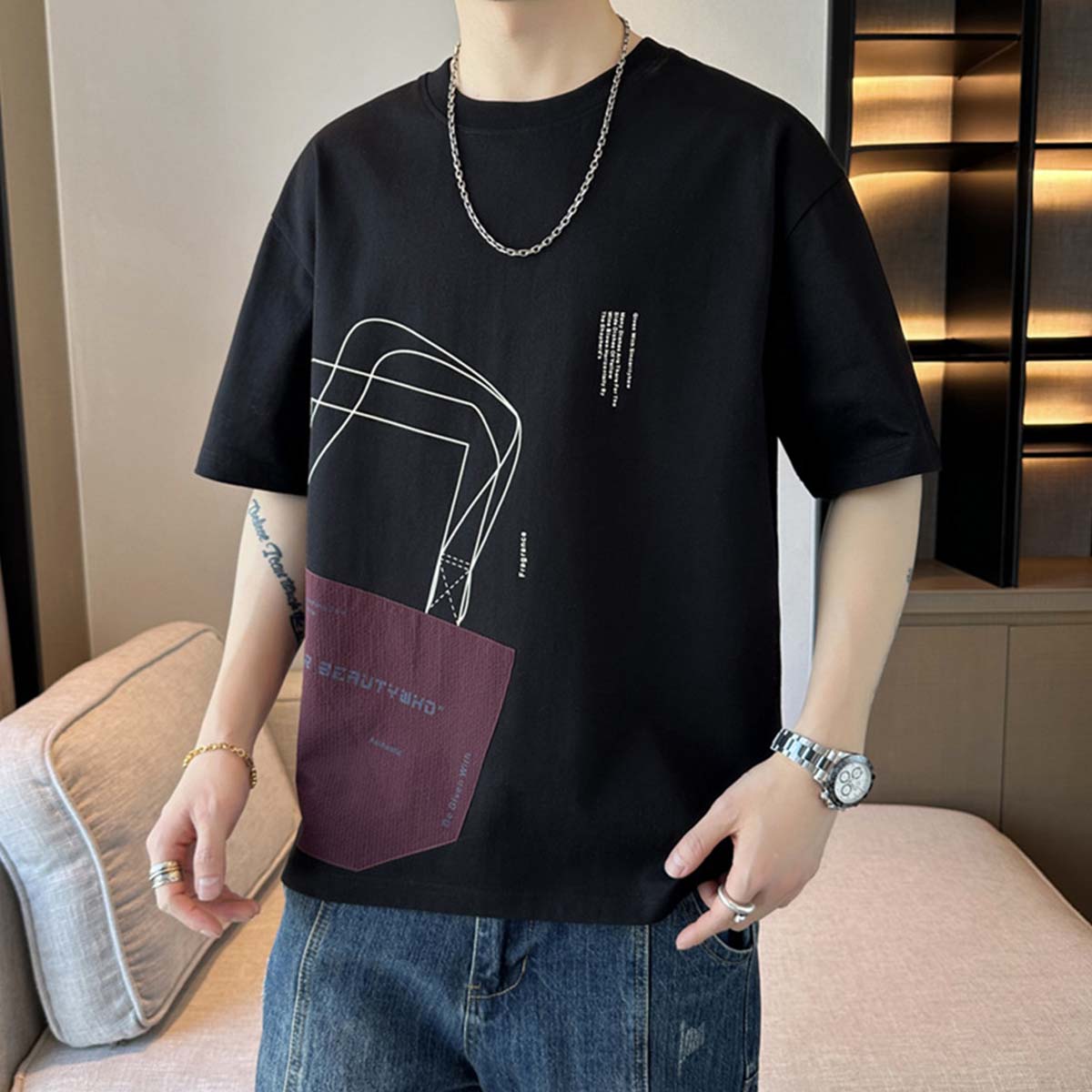 Shopping bag pattern Tee