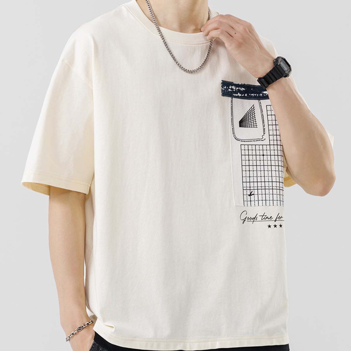 False Two Piece Multi-Pocket Tee