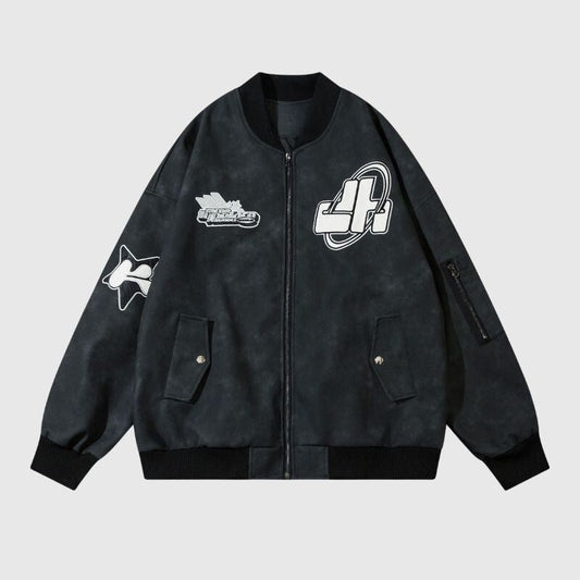 Original Streetwear Embroidered Leather Baseball Jacket