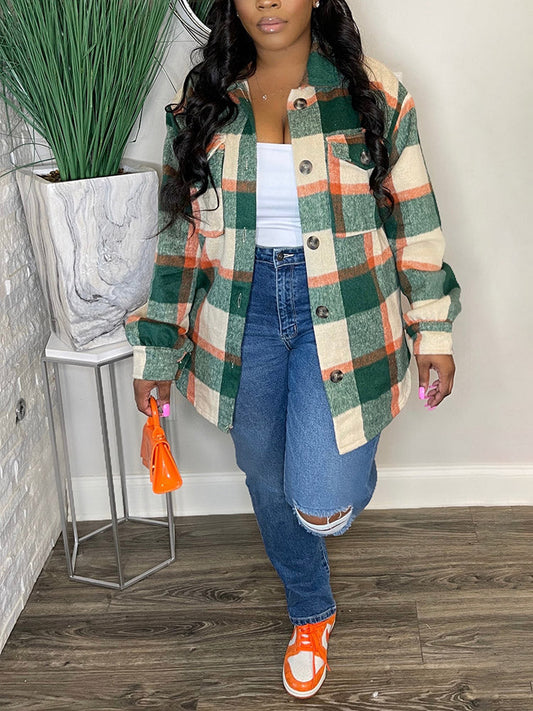 Plaid Loose-Fit Jacket