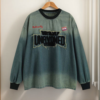 Vintage Denim Patch Pullover